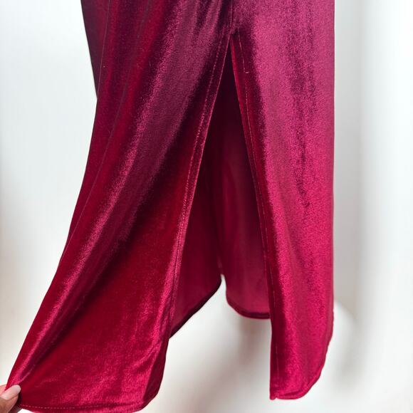 KATHIE LEE Velvet Maxi Dress Burgundy Red Ombre Sleeveless Size Medium Y2K - Picture 5 of 8